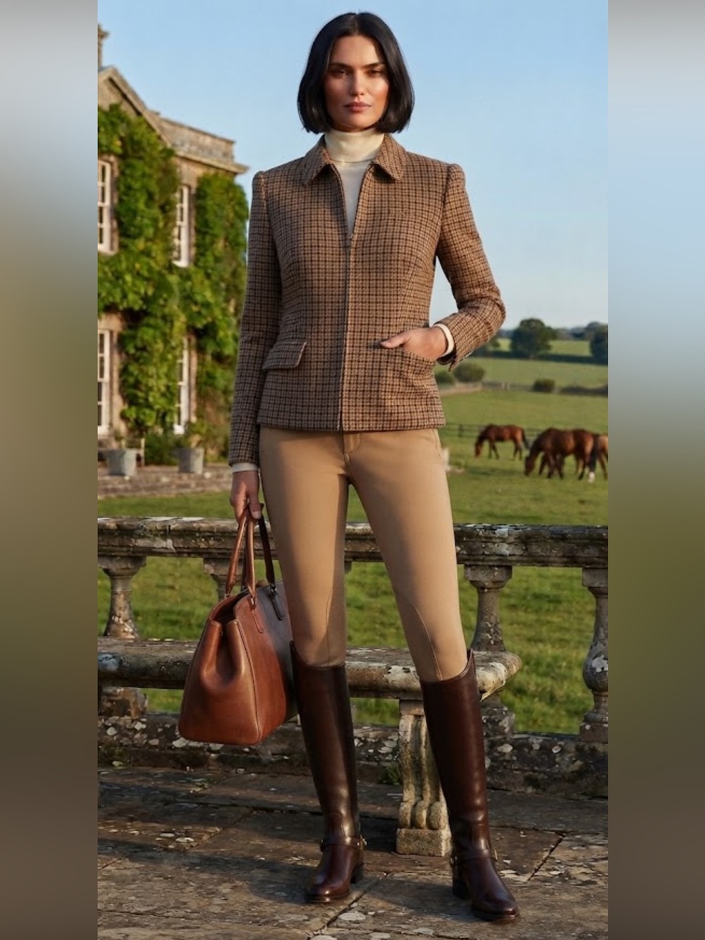 Lauren Ralph Lauren Houndstooth Plaid Zipper Virgin Wool Jacket - Picture 2 of 14